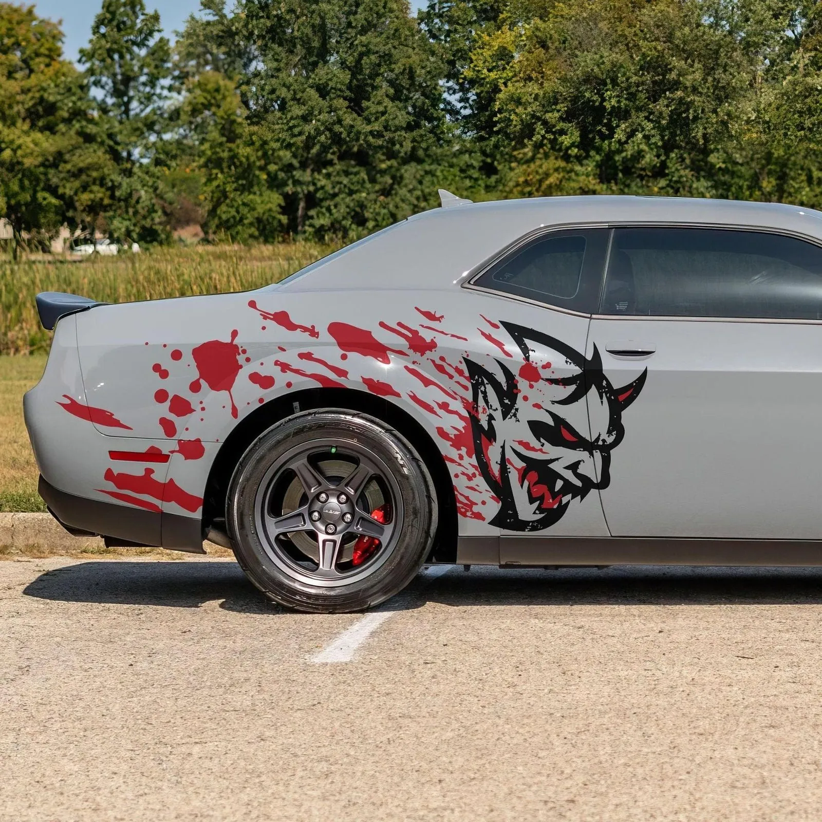 Dodge Challenger rear with DEMON graphic