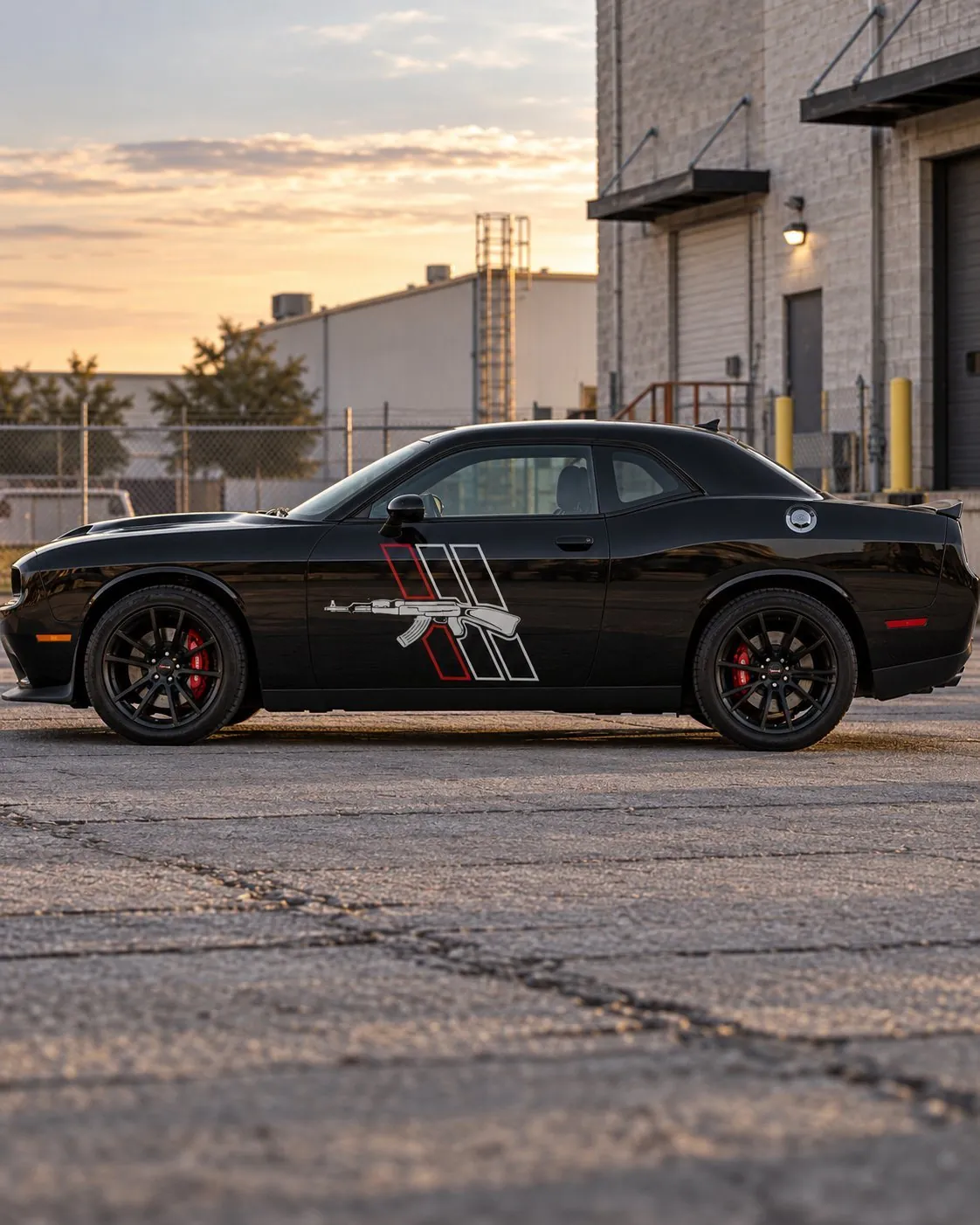 Custom rifle decal from the front angle of a Challenger