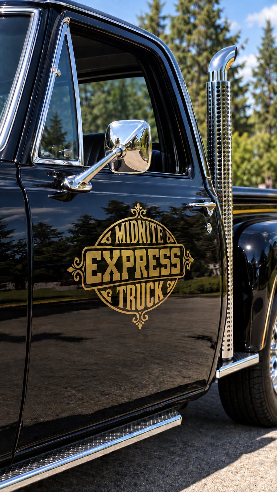 Gold Midnite Express badge decal on a truck tailgate