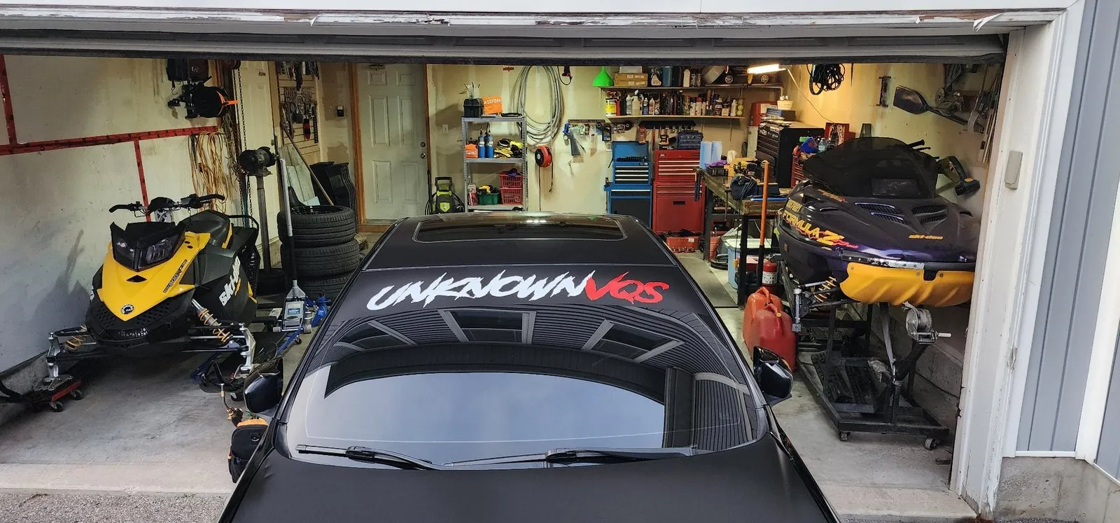 Windshield banner fitted in a shop